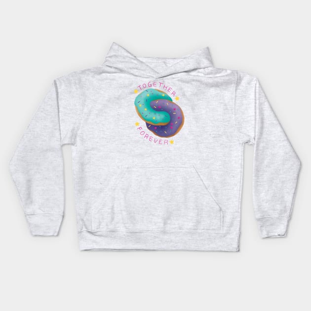 Together Forever Donuts Kids Hoodie by SarahWrightArt